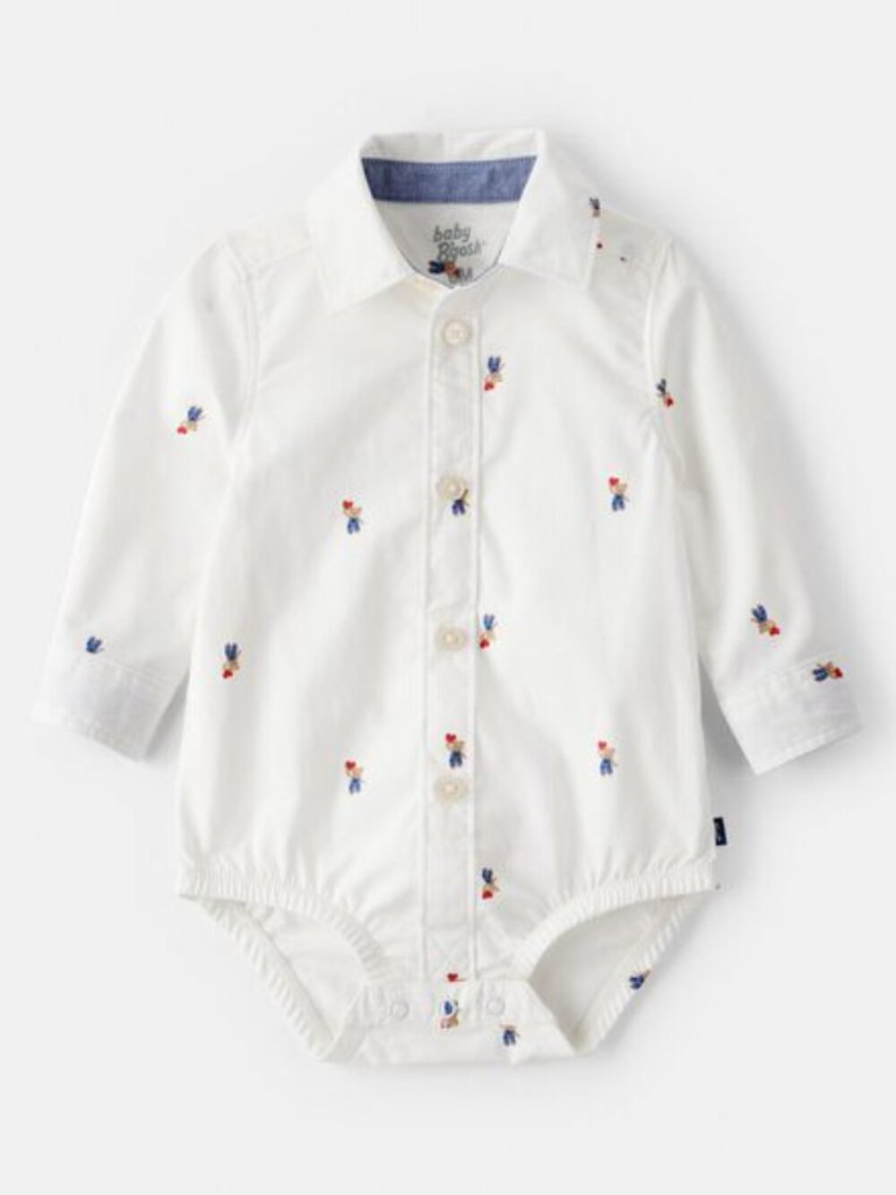 NWOT OshKosh B'Gosh Baby Boy Bear Print Long-Sleeve Button-Down Bodysuit